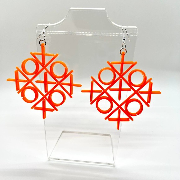 Tic Tac Toe Game Earrings - Game Night Earrings - Toy Earrings - Picture 1 of 6